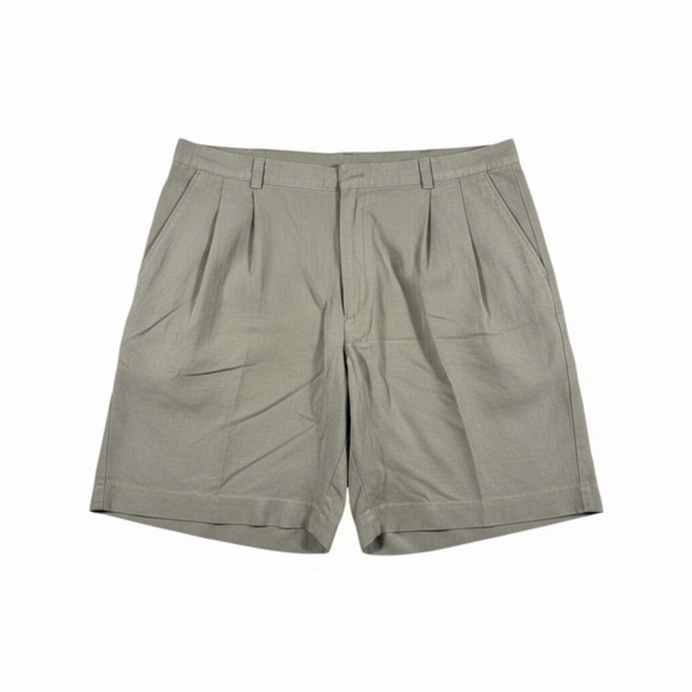 Boca Classics Island Wear Mens 42 Pleated Linen Blend Shorts Brown Taupe Casual